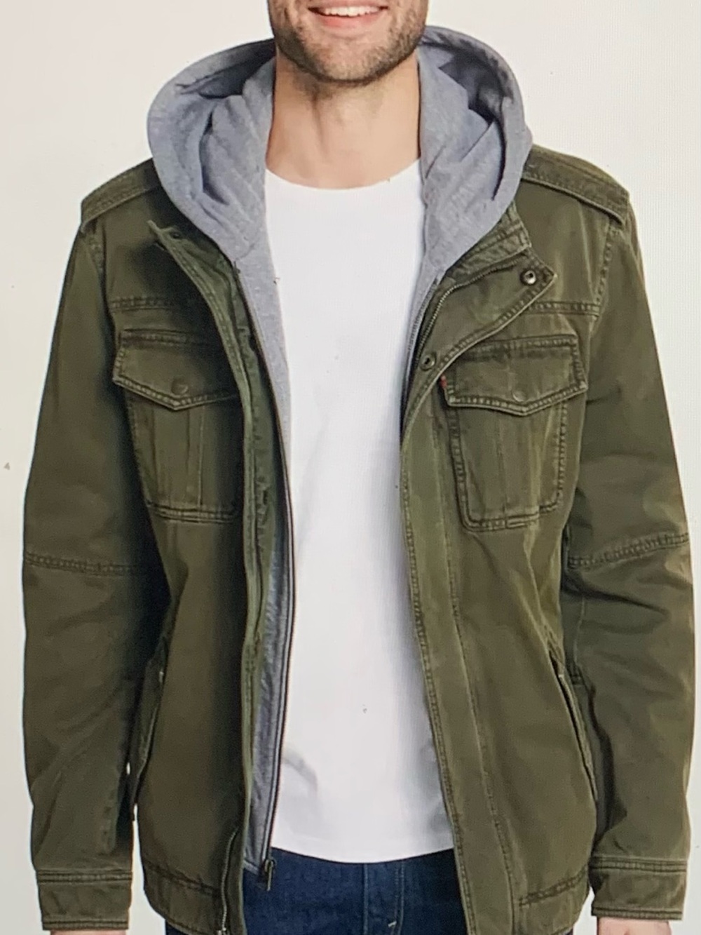 Levi's jacket trucker Sherpa lined men’s XL olive green gray hoodie